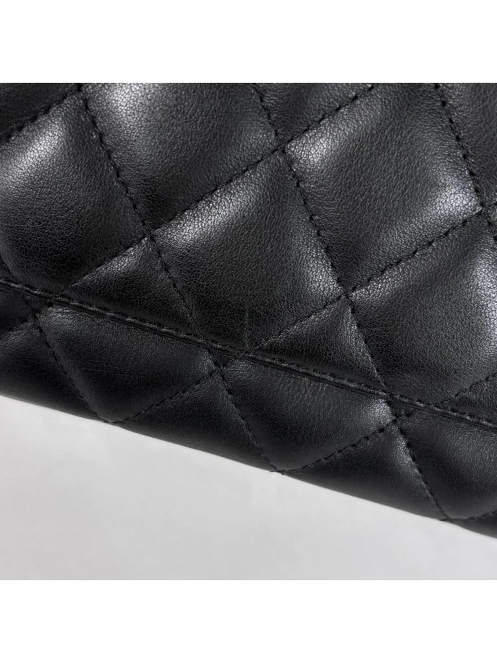 Chanel Cambon Line Large Tote CC Logo Shoulder Bag Leather Black
